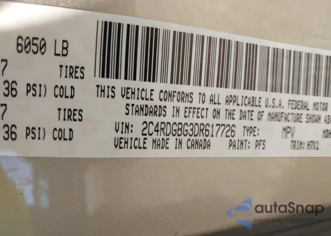 2013 Dodge Grand Caravan Se from USA, damaged, VIN 2C4RDGBG3DR617726